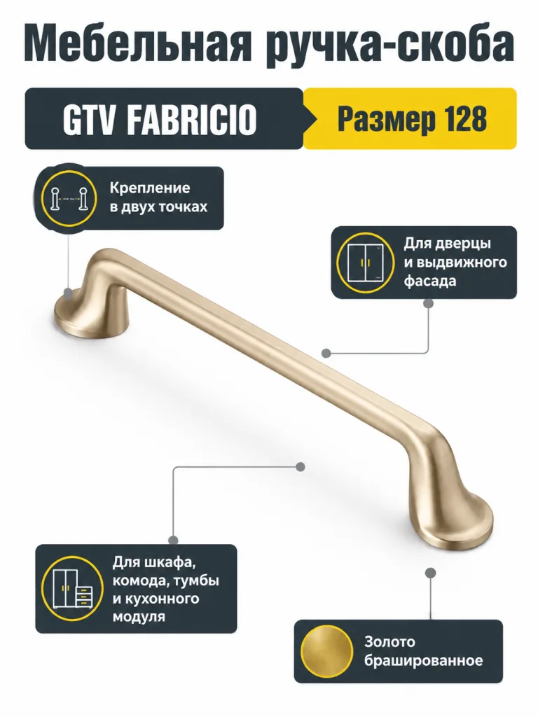 Мебельная ручка GTV FABRICIO золото брашированное (128)