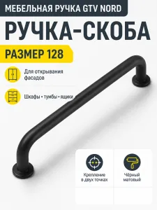 Мебельная ручка GTV NORD черный матовый (128)