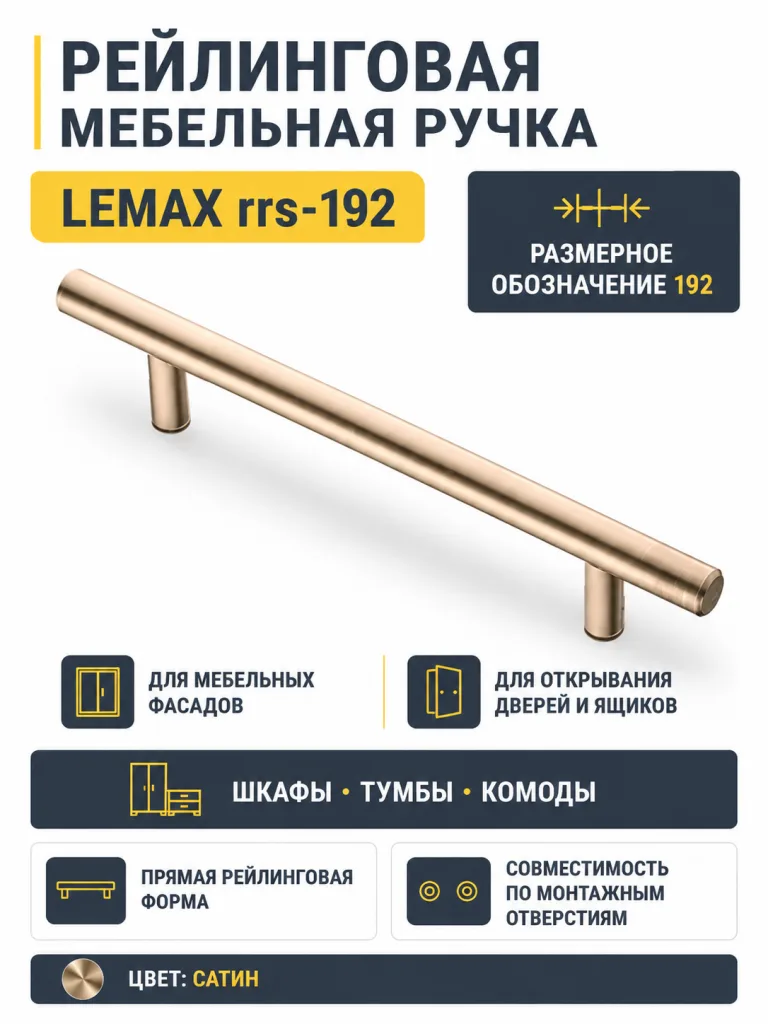 Ручка рейлинговая сатин (192)