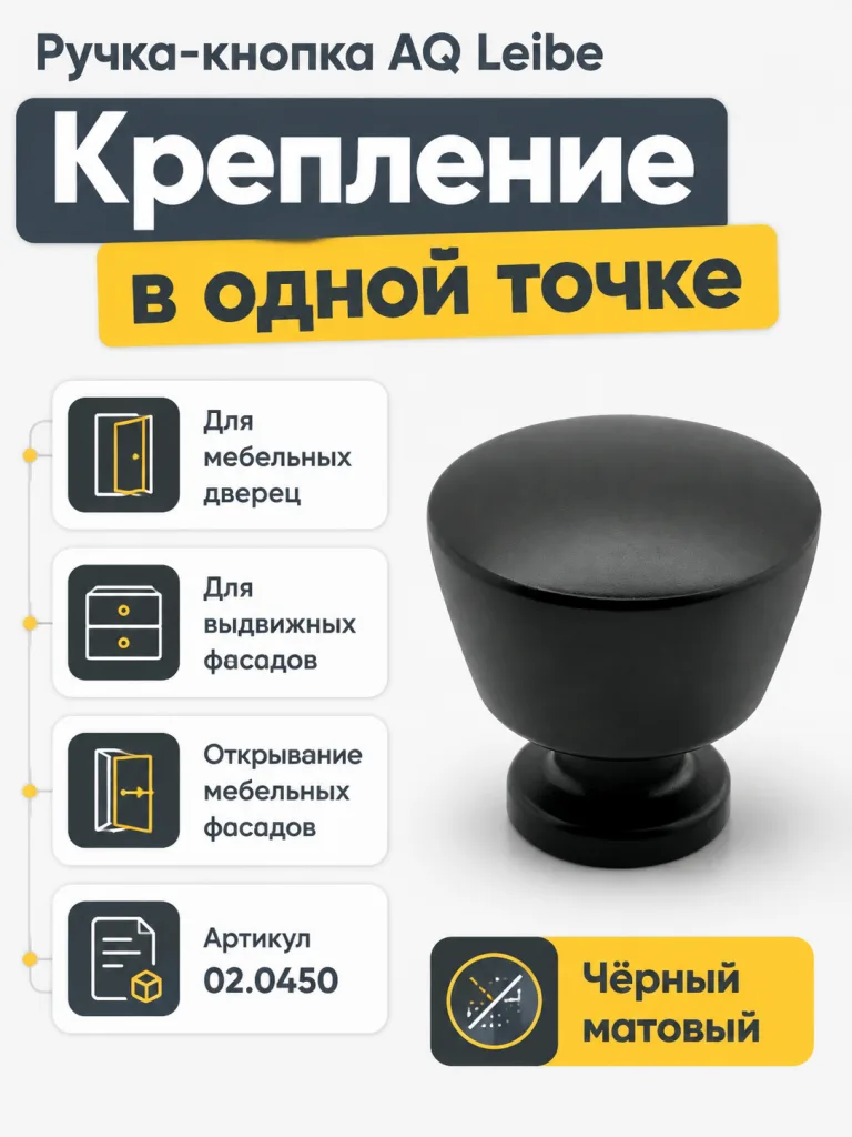 Ручка-кнопка AQ Leibe черный матовый