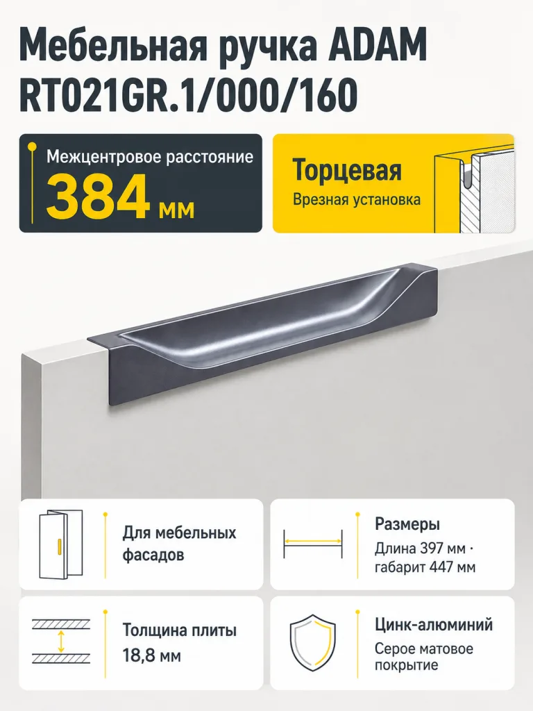 Мебельная ручка ADAM RT021GR.1/000/160