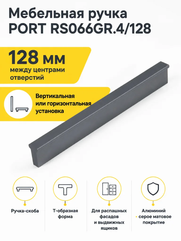 Мебельная ручка PORT RS066GR.4/128
