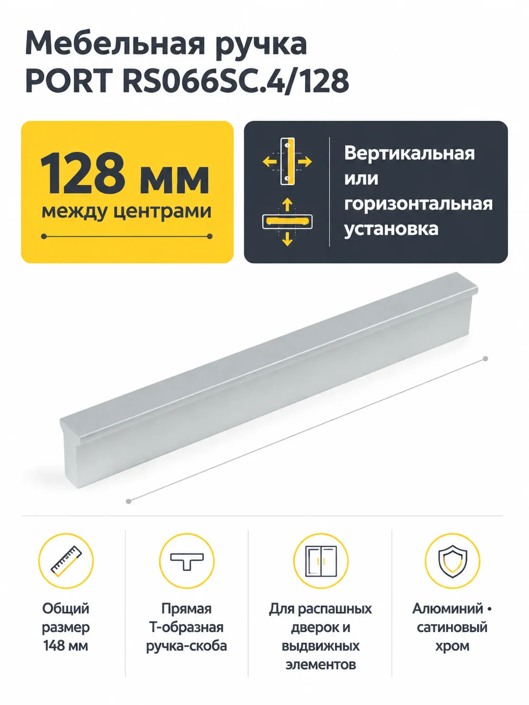 Мебельная ручка PORT RS066SC.4/128