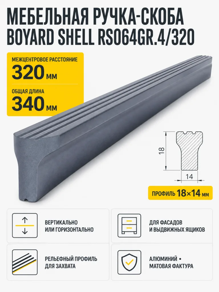 Мебельная ручка SHELL RS064GR.4/320
