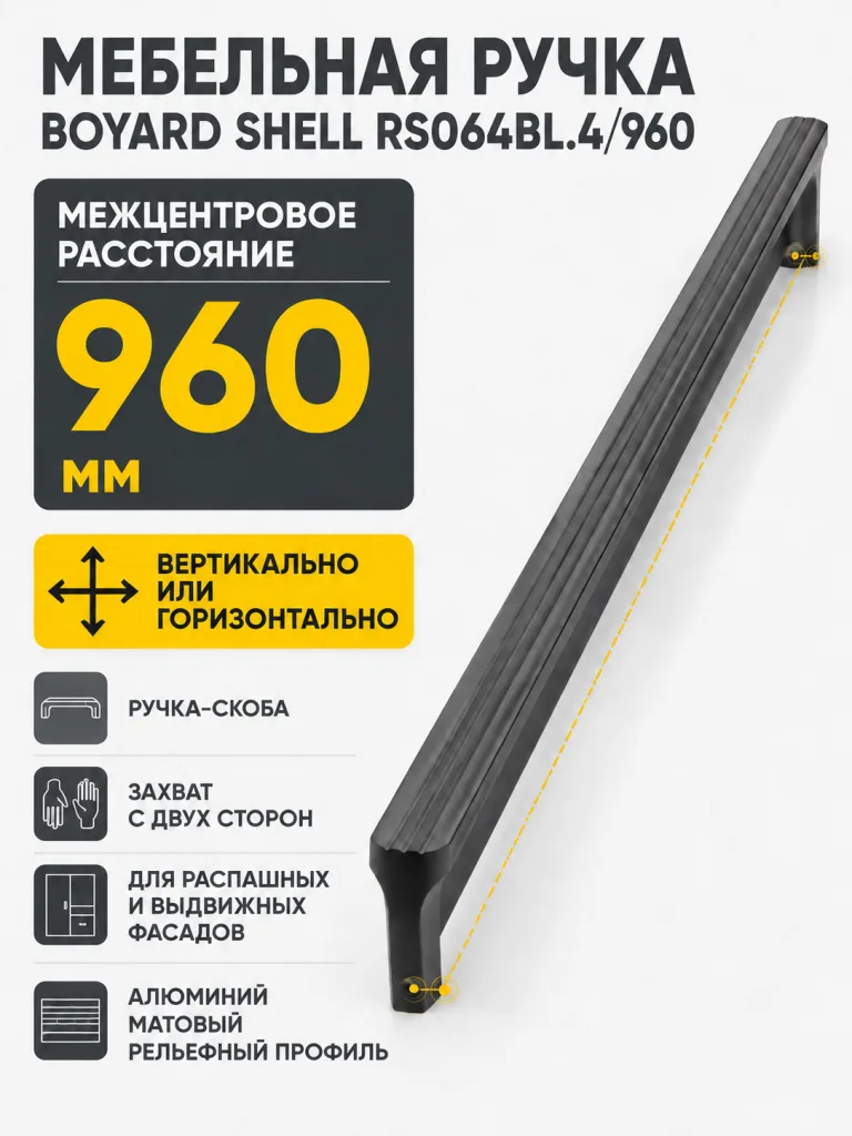 Мебельная ручка SHELL RS064BL.4/960