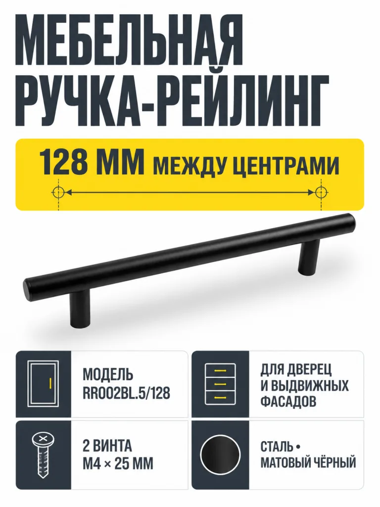 Мебельная ручка RR002BL.5/128