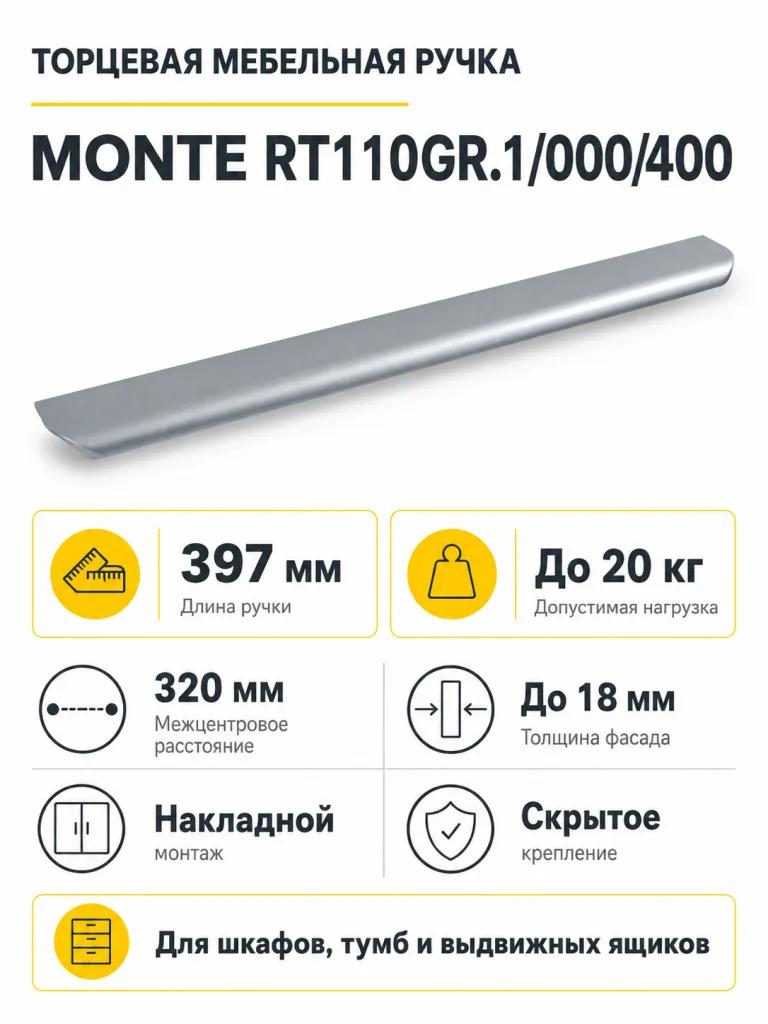 Мебельная ручка MONTE RT110GR.1/000/400