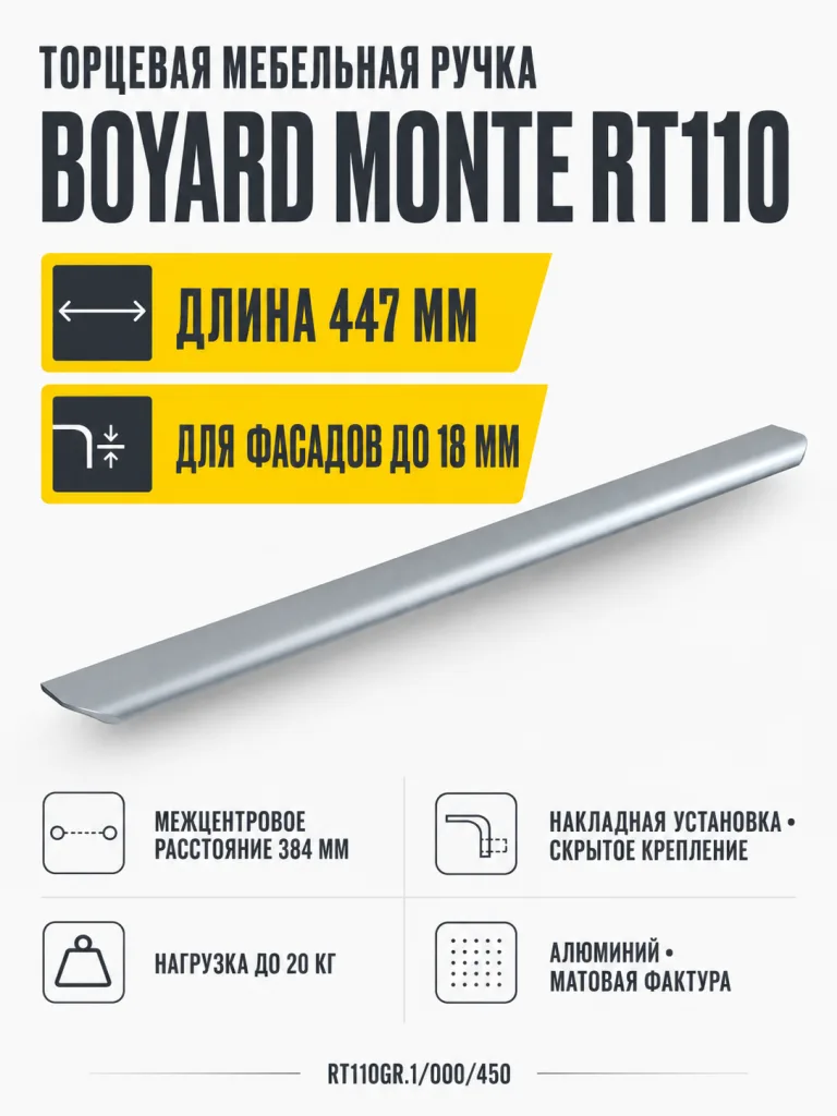 Мебельная ручка MONTE RT110GR.1/000/450