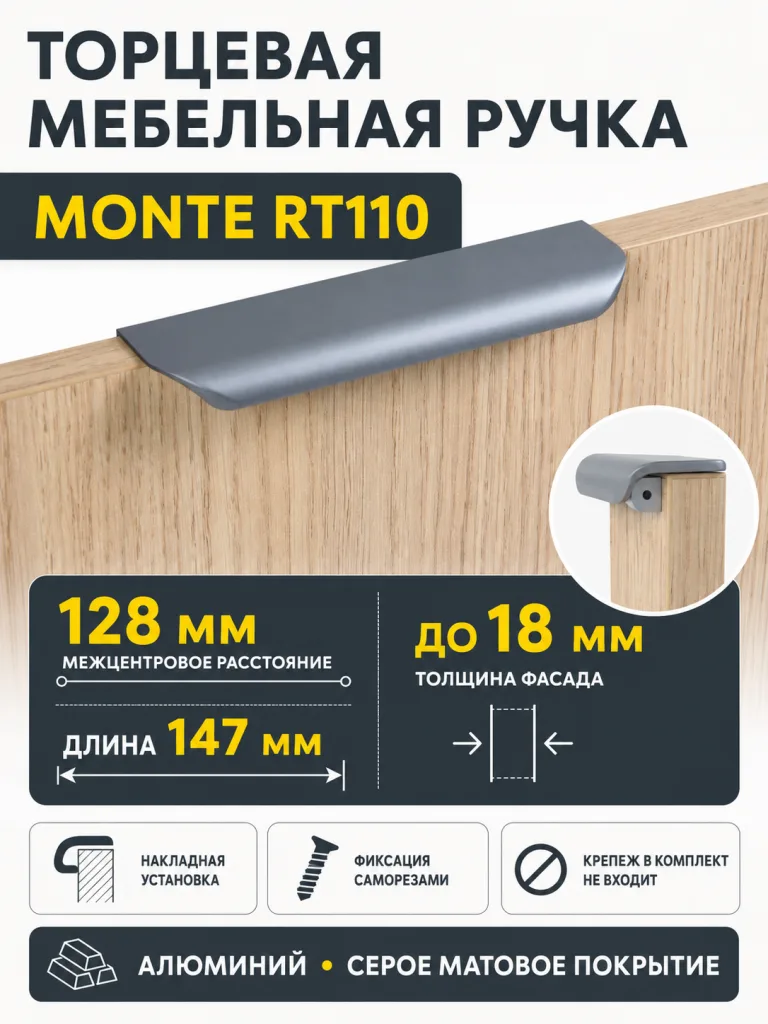Мебельная ручка MONTE RT110GR.1/128/150