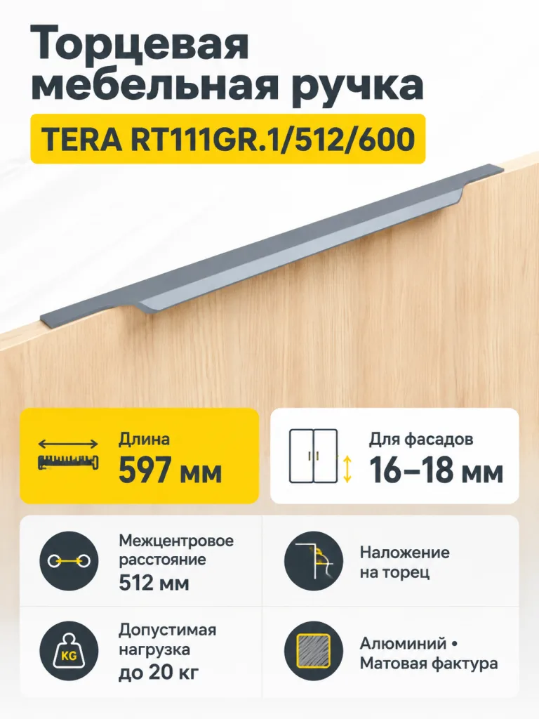 Мебельная ручка TERA RT111GR.1/512/600