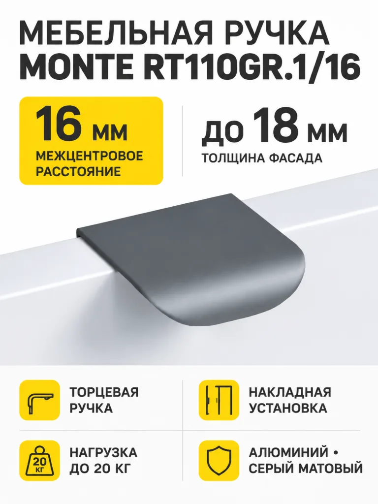 Мебельная ручка MONTE RT110GR.1/16