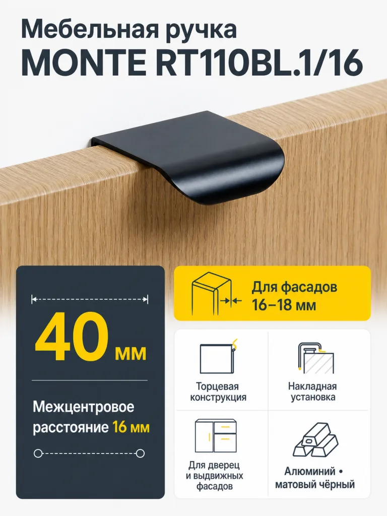 Мебельная ручка MONTE RT110BL.1/16