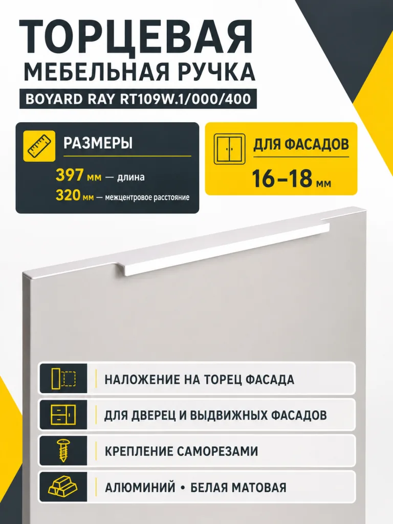 Мебельная ручка RAY RT109W.1/000/400