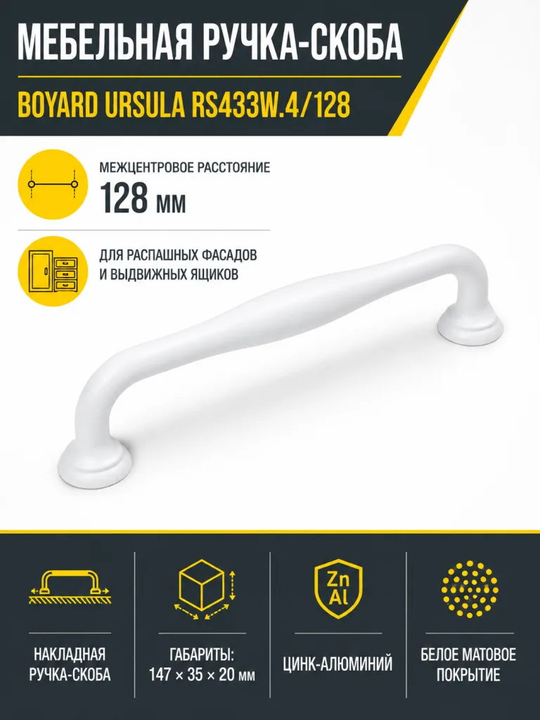 Мебельная ручка URSULA RS433W.4/128