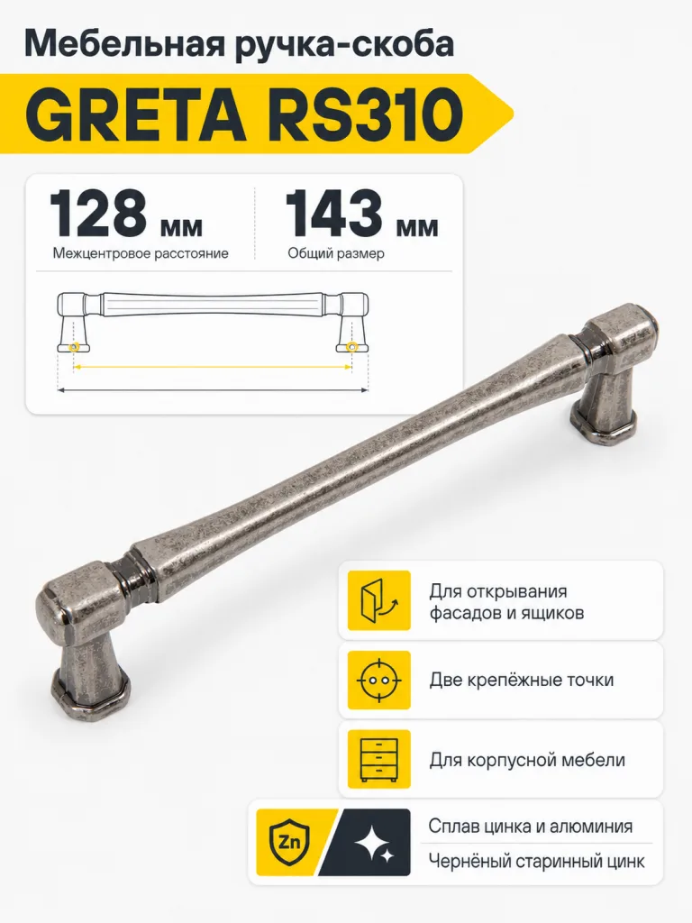 Мебельная ручка GRETA RS310BAZ.4/128