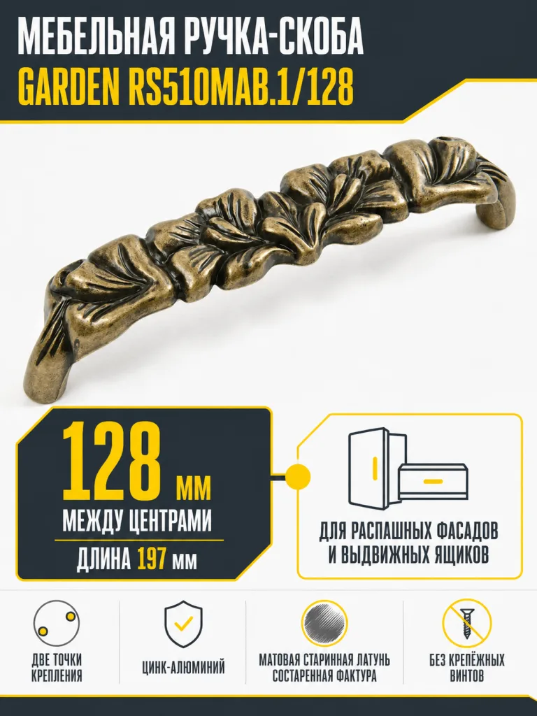 Мебельная ручка GARDEN RS510MAB.1/128
