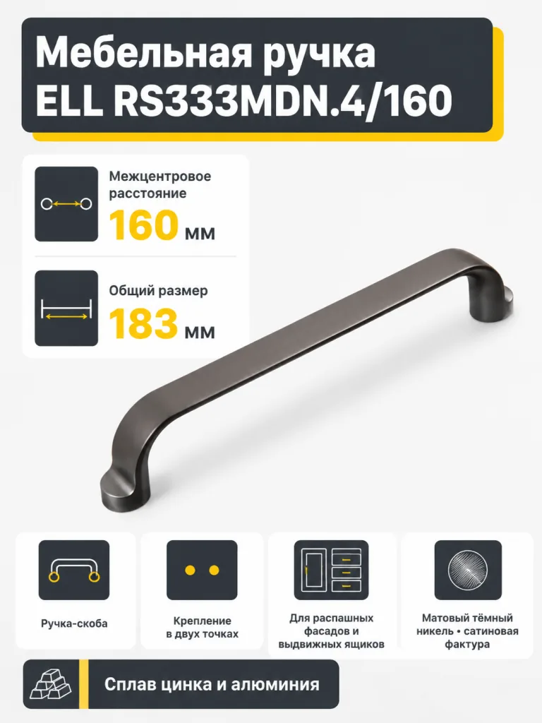 Мебельная ручка ELL RS333MDN.4/160