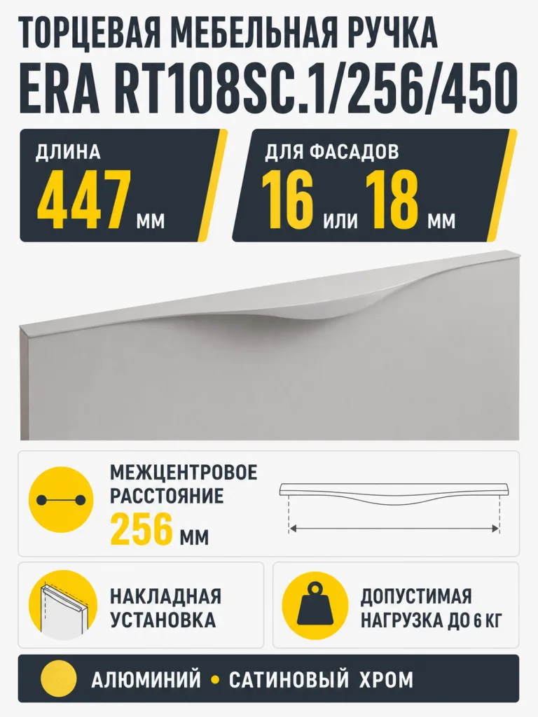 Мебельная ручка ERA RT108SC.1/256/450