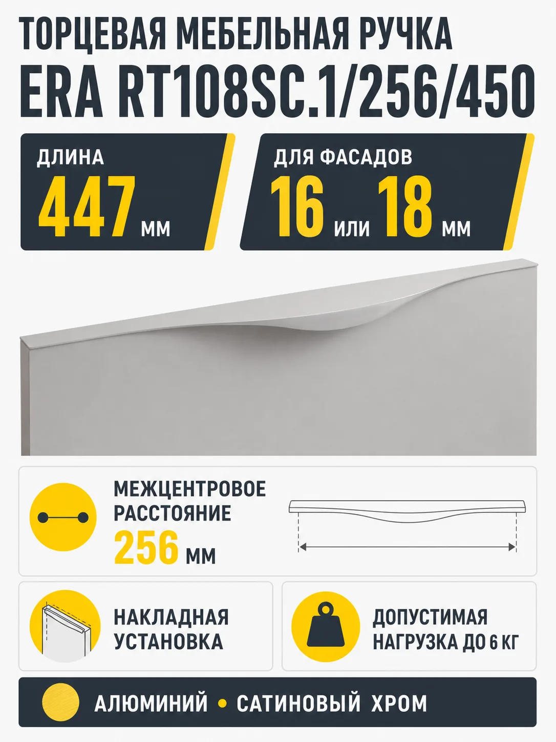 Мебельная ручка ERA RT108SC.1/256/450