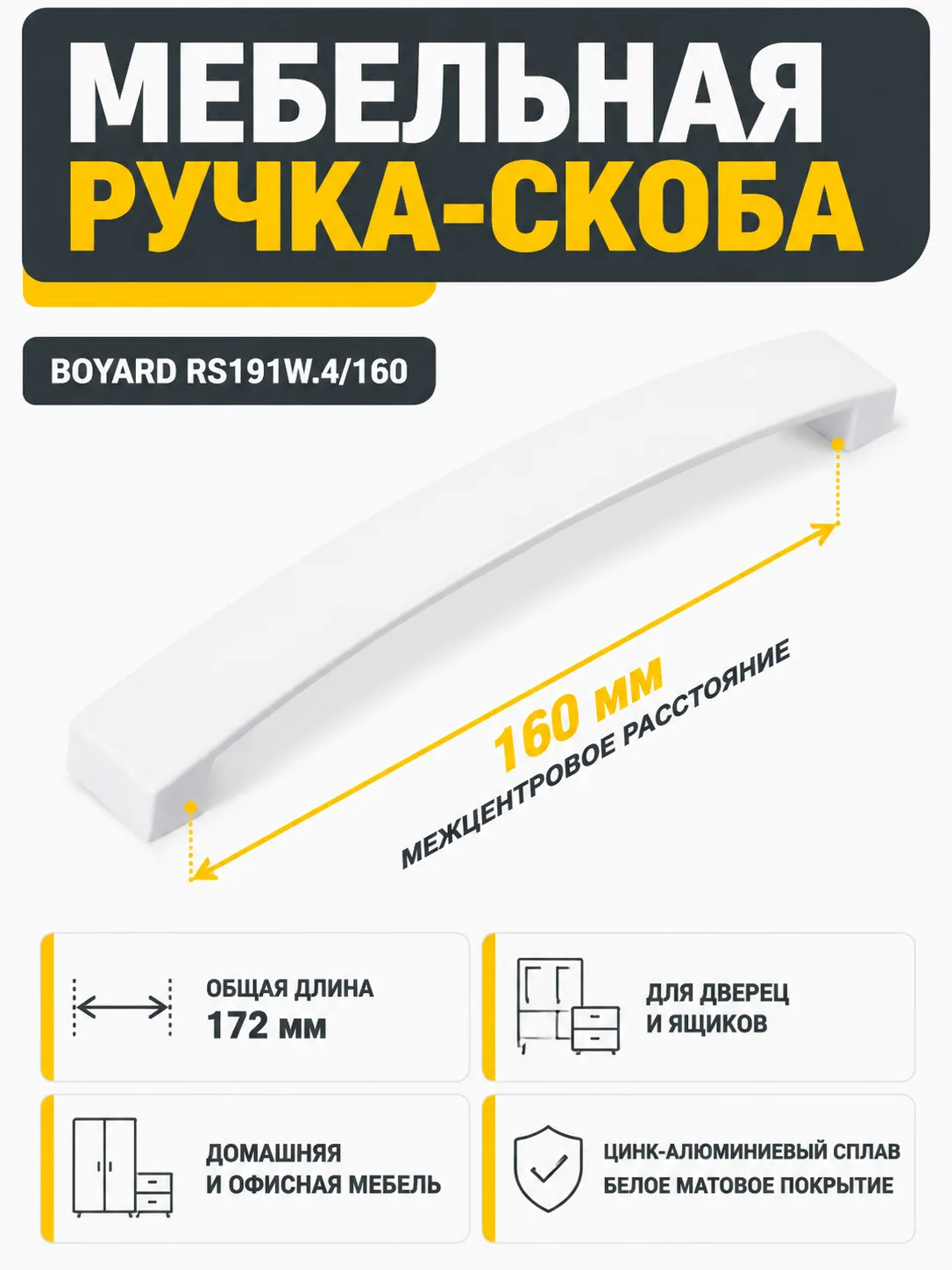Мебельная ручка RS191W.4/160