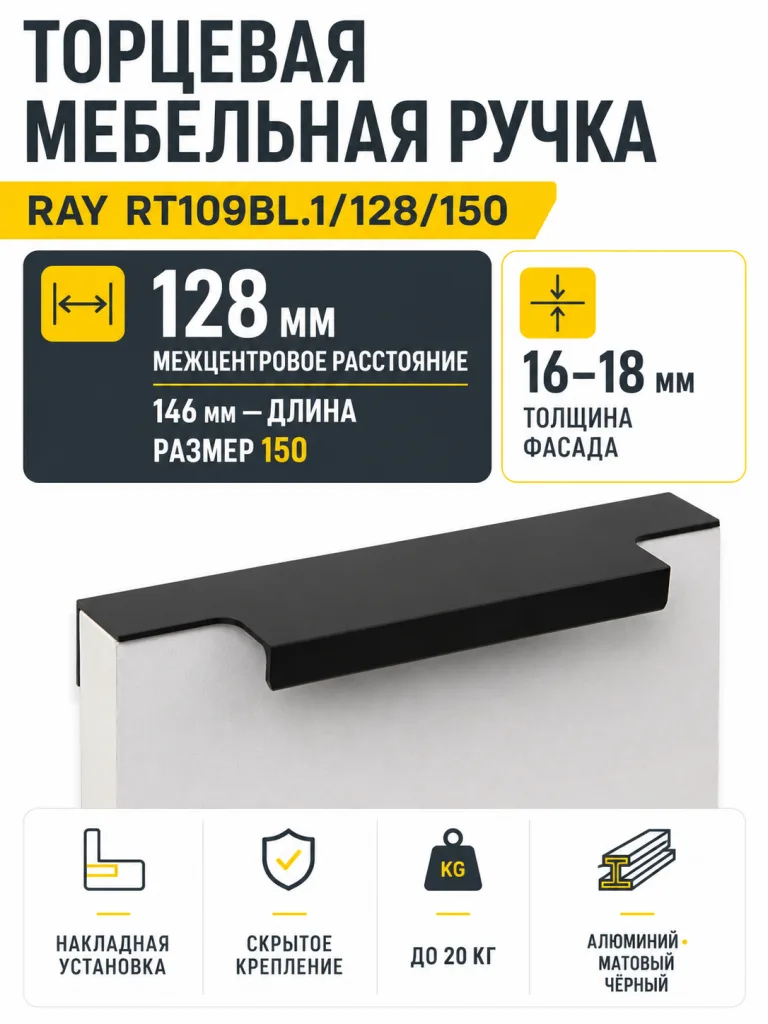 Мебельная ручка RAY RT109BL.1/128/150