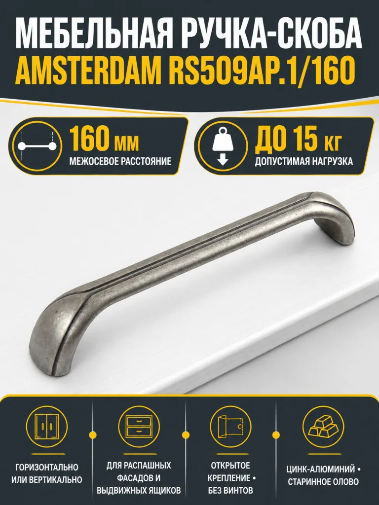 Мебельная ручка AMSTERDAM RS509AP.1/160
