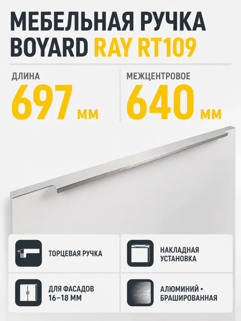 Мебельная ручка RAY RT109SST.1/000/700