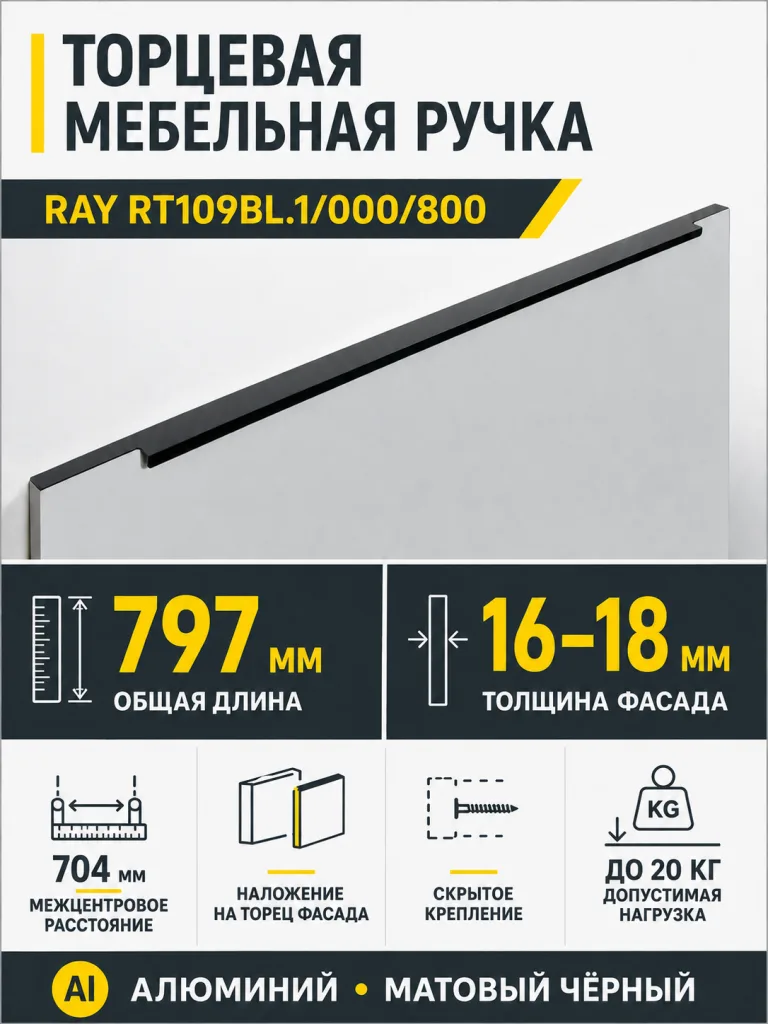 Мебельная ручка RAY RT109BL.1/000/800