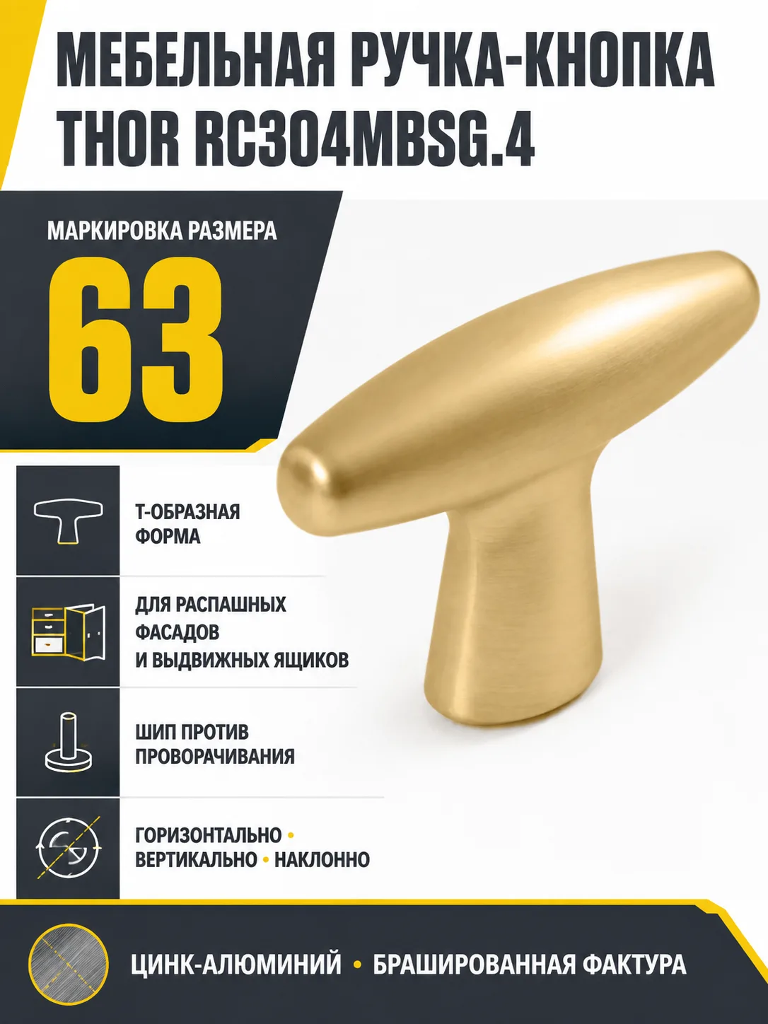Мебельная ручка THOR RC304MBSG.4