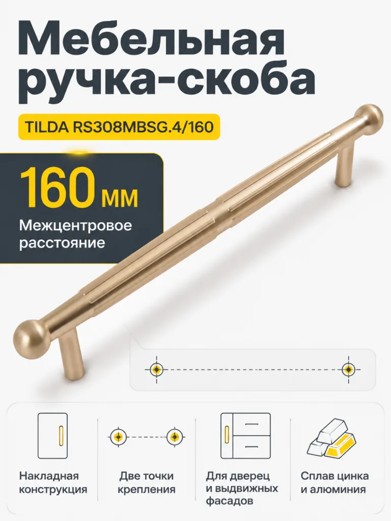 Мебельная ручка TILDA RS308MBSG.4/160