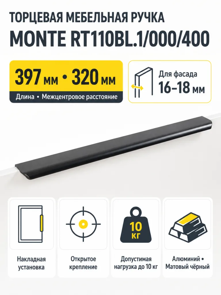Мебельная ручка MONTE RT110BL.1/000/400