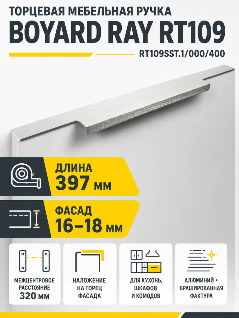 Мебельная ручка RAY RT109SST.1/000/400