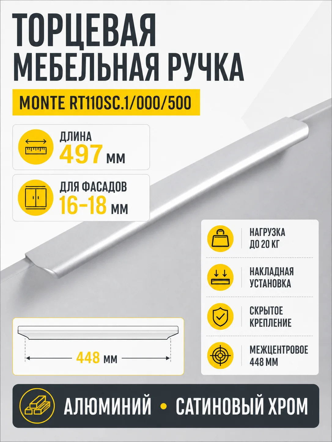 Мебельная ручка MONTE RT110SC.1/000/500