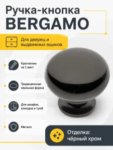 Ручка-кнопка BERGAMO, черный хром