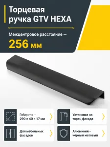 Ручка торцевая HEXA 256/290 мм, черный матовый