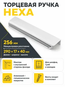 Ручка торцевая HEXA 256/290 мм, хром
