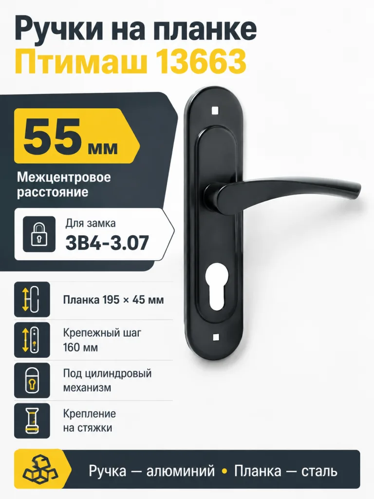 13663 Птимаш к ЗВ4-3.07 черный Ручки на планке