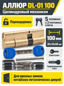 АЛЛЮР DL-01 100 (30х10х60) BP перекод.5+2 перфокл. Цилиндровый механизм (40 10)