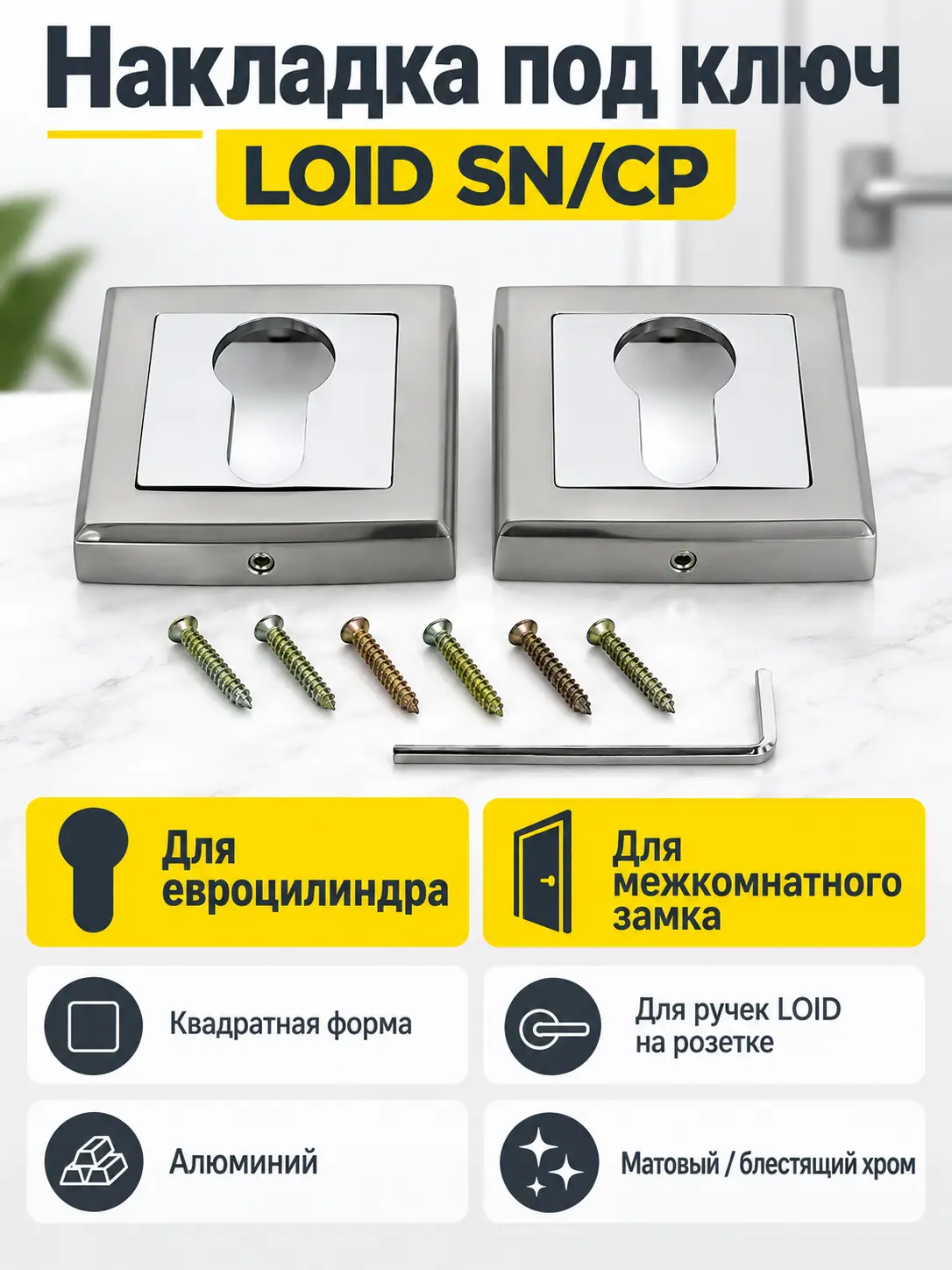 Накладка квадратная под ключ LOID SN CP