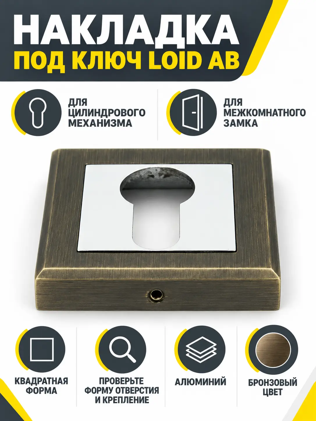 Накладка квадратная под ключ LOID АВ