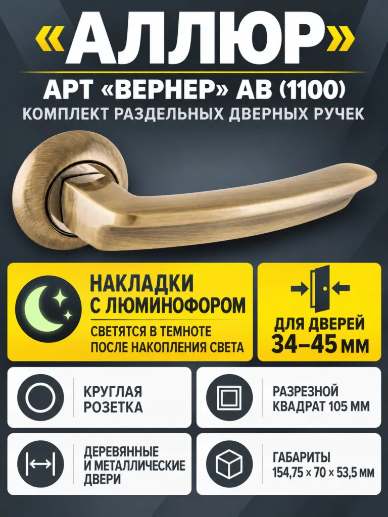АЛЛЮР АРТ "ВЕРНЕР" AB (1100) ст.бронза Комплект ручек