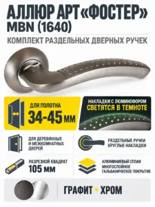 АЛЛЮР АРТ "ФОСТЕР" MBN (1640) графит С НАКЛАДКОЙ Комплект ручек