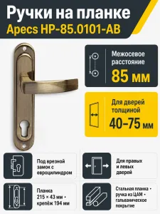 Ручки на планке Apecs НР-85.0101-АВ