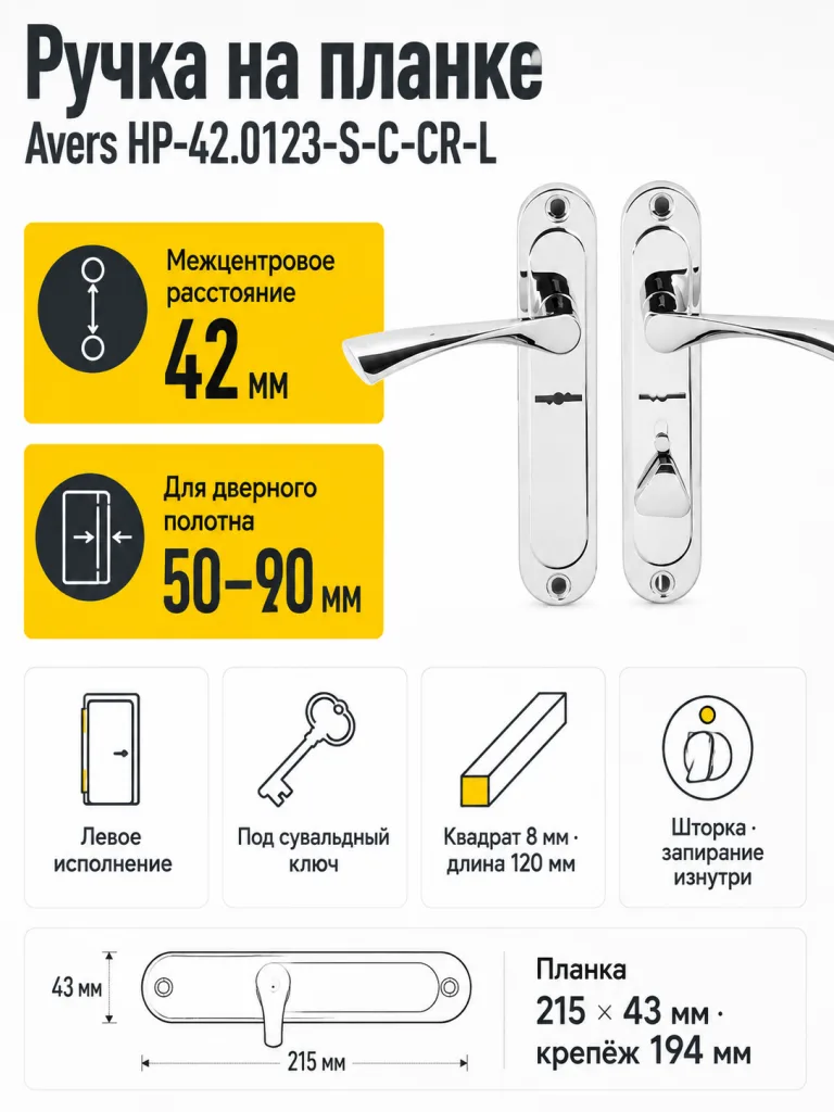Ручка на планке Avers НР-42.0123-S-C-CR-L