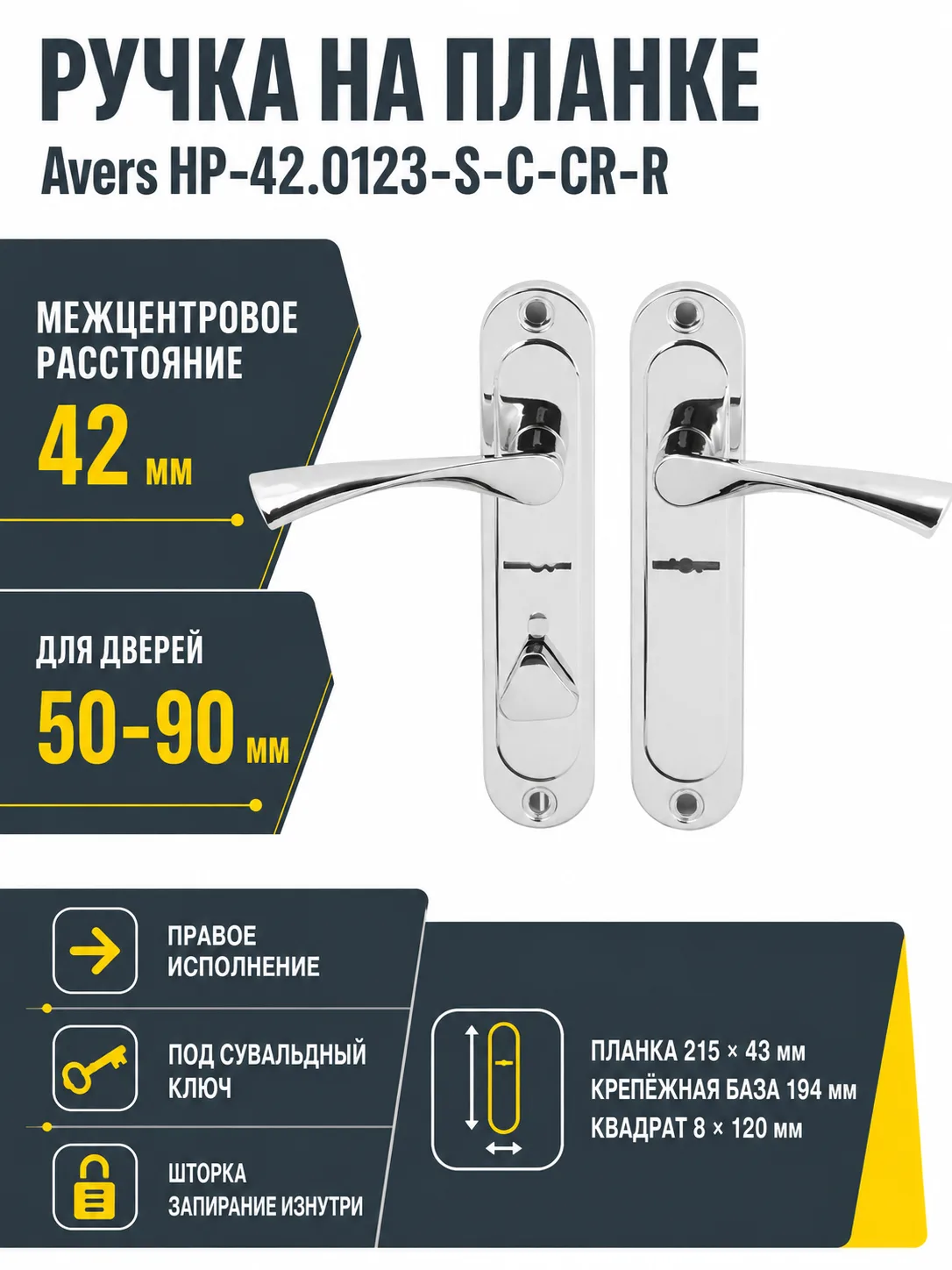 Ручка на планке Avers НР-42.0123-S-C-CR-R