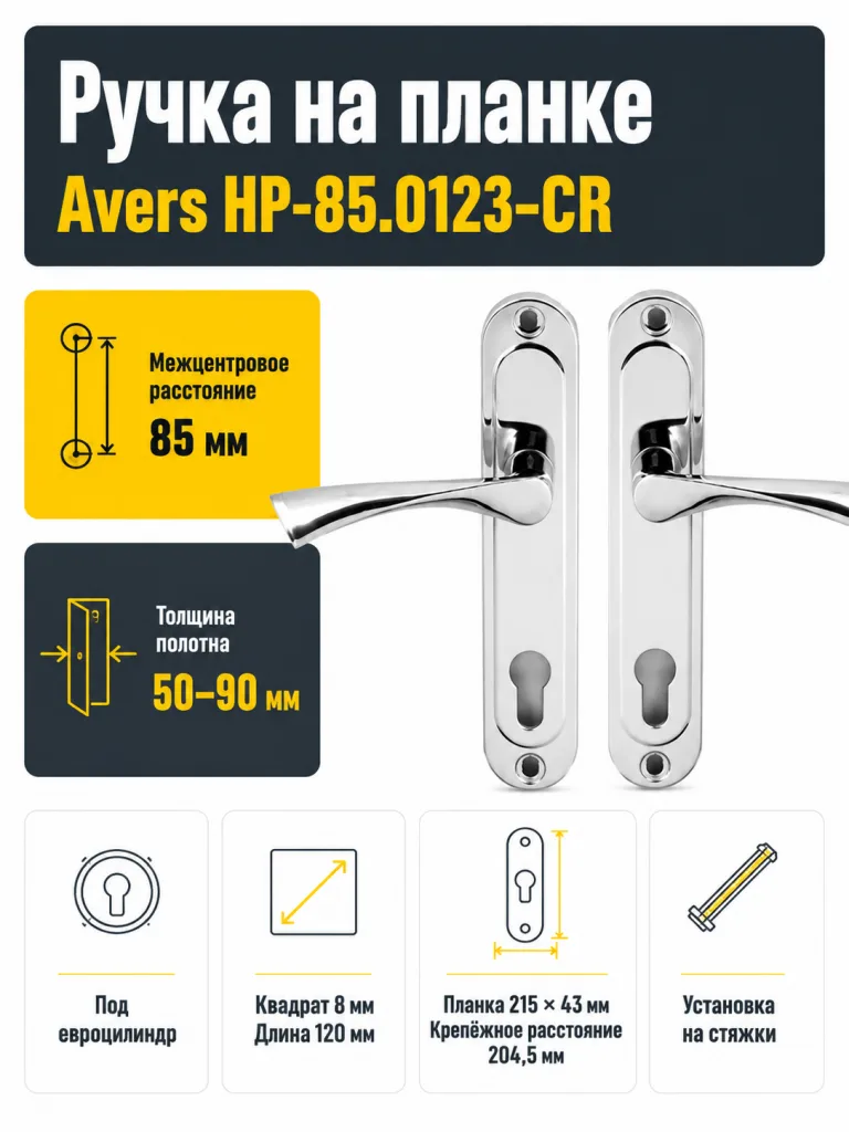 Ручка на планке Avers НР-85.0123-CR