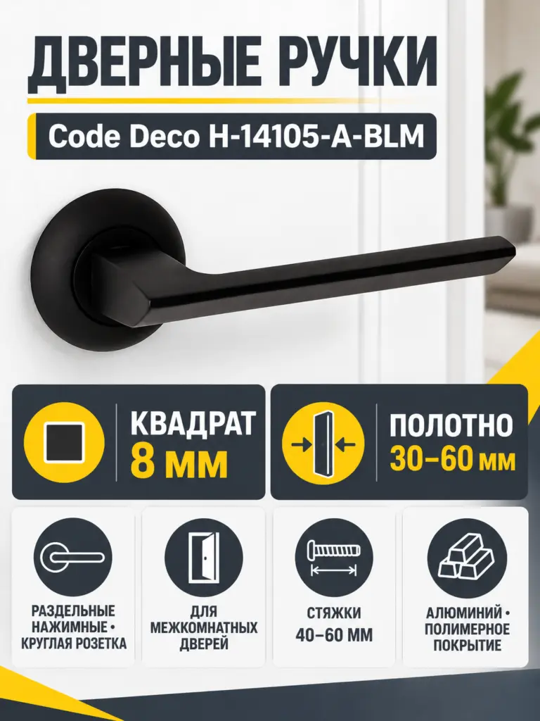 Ручки дверные Code Deco H-14105-A-BLM