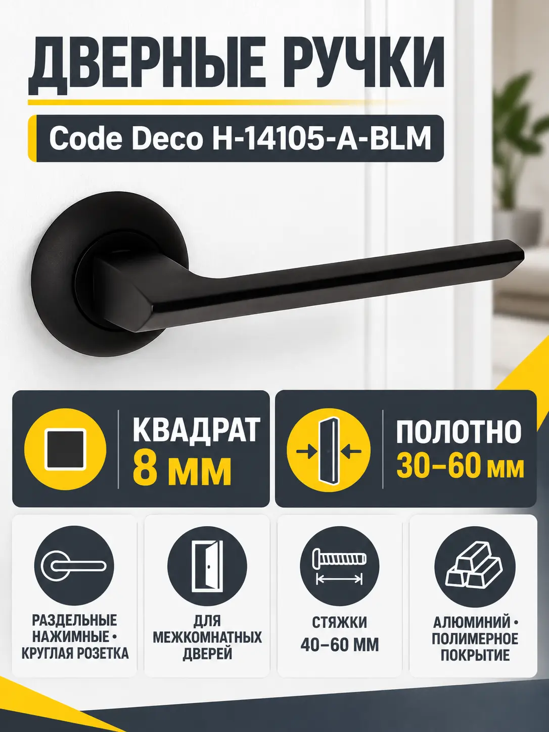 Ручки дверные Code Deco H-14105-A-BLM
