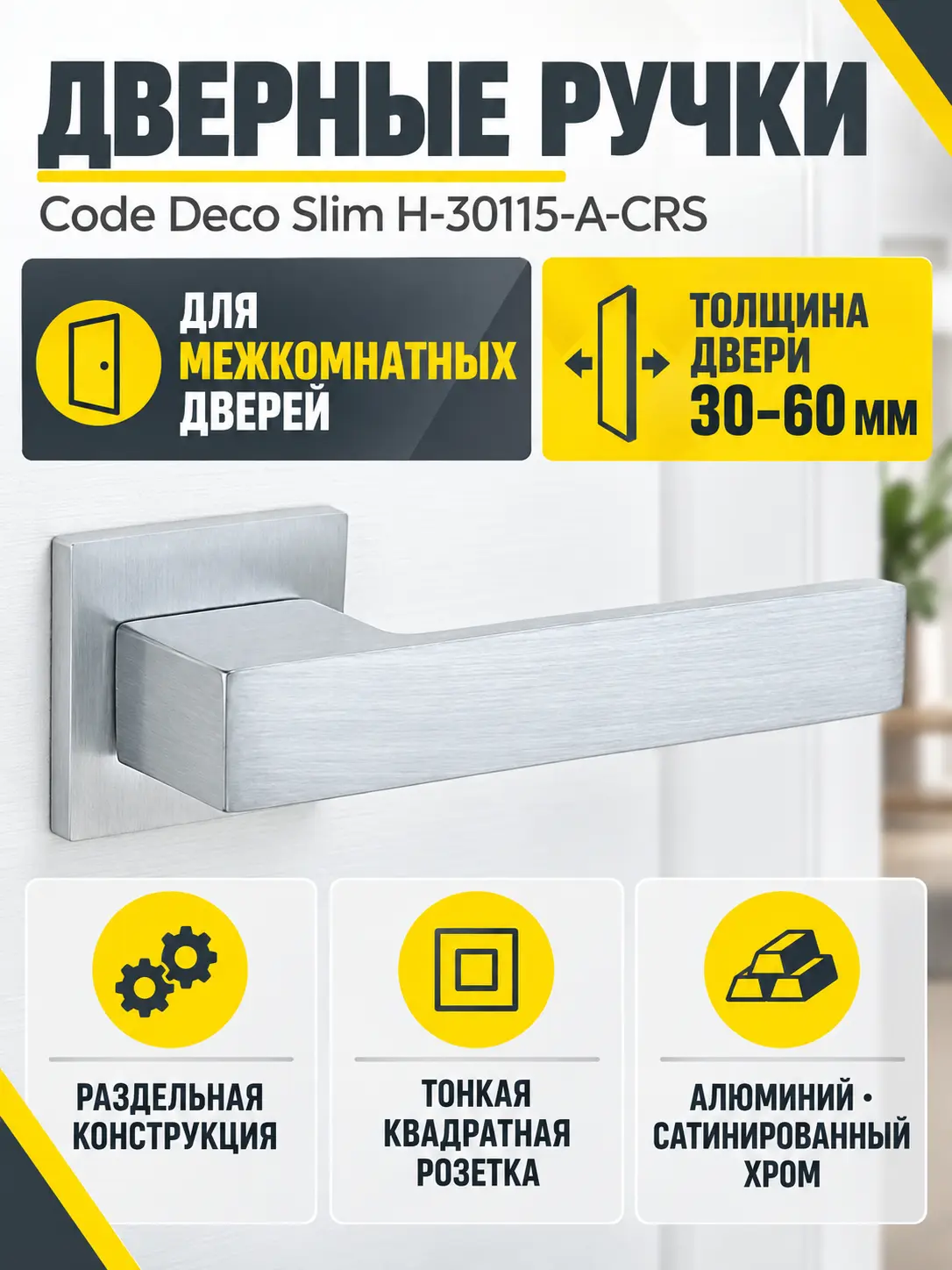 Ручки дверные Code Deco Slim H-30115-A-CRS