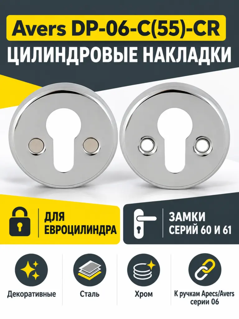 Накладки цилиндровые Avers DP-06-C(55)-CR